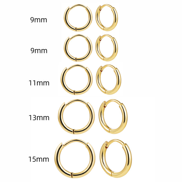 1 Pair Classic Style Solid Color Plating Stainless Steel Gold Plated Silver Plated Hoop Earrings