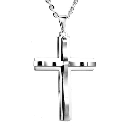 Wholesale Korean Style Cross Titanium Steel Pendant Necklace