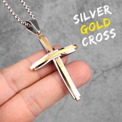 Wholesale Korean Style Cross Titanium Steel Pendant Necklace