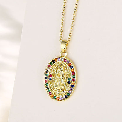 Ins Style Human Faith Stainless Steel Titanium Steel Plating Inlay Zircon 18k Gold Plated Gold Plated Pendant Necklace