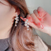 Wholesale Jewelry 1 Pair Retro Square Oval Bow Knot Imitation Pearl Alloy Rhinestones Earrings