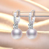 1 Pair Sweet Leaf Crown Bow Knot Imitation Pearl Copper Inlay Rhinestones Earrings