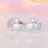 1 Pair Sweet Leaf Crown Bow Knot Imitation Pearl Copper Inlay Rhinestones Earrings