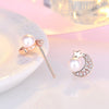 1 Pair Sweet Leaf Crown Bow Knot Imitation Pearl Copper Inlay Rhinestones Earrings