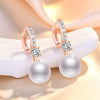 1 Pair Sweet Leaf Crown Bow Knot Imitation Pearl Copper Inlay Rhinestones Earrings