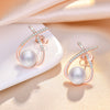 1 Pair Sweet Leaf Crown Bow Knot Imitation Pearl Copper Inlay Rhinestones Earrings