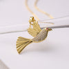 Ins Style Bird Copper Plating Inlay Zircon 18k Gold Plated Pendant Necklace