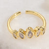 Elegant Geometric Copper Inlay Zircon 14k Gold Plated Open Ring