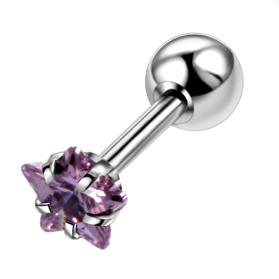 Fashion Flower Stainless Steel Inlay Zircon Ear Studs 1 Piece