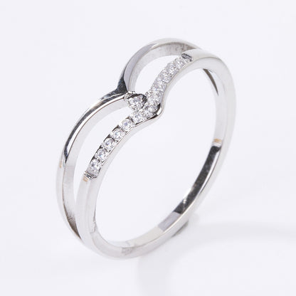 Wholesale Simple Style V Shape Titanium Steel Zircon Rings