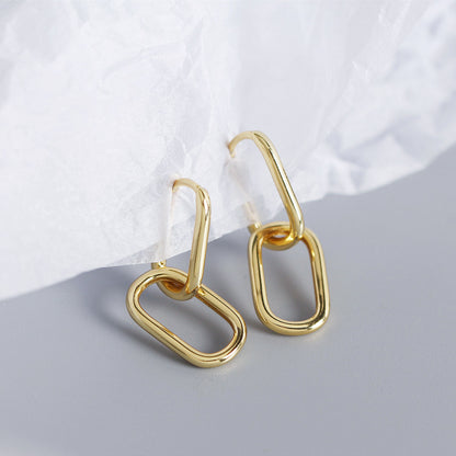 1 Pair Elegant Glam Korean Style Solid Color Plating Sterling Silver White Gold Plated Gold Plated Drop Earrings