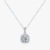 Luxurious Square Sterling Silver Plating Inlay Zircon Rhodium Plated Pendant Necklace