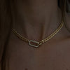 Retro Geometric Titanium Steel Plating Inlay Zircon 18k Gold Plated Necklace