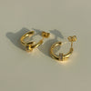 1 Pair Simple Style C Shape Plating Inlay Titanium Steel Zircon Ear Studs