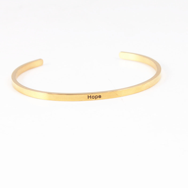 Wholesale Retro Letter Stainless Steel Bangle