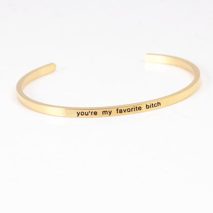 Wholesale Retro Letter Stainless Steel Bangle