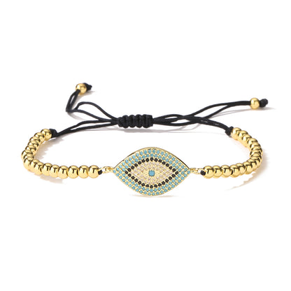 Ins Style Devil's Eye Copper Plating Inlay Zircon 18k Gold Plated Bracelets