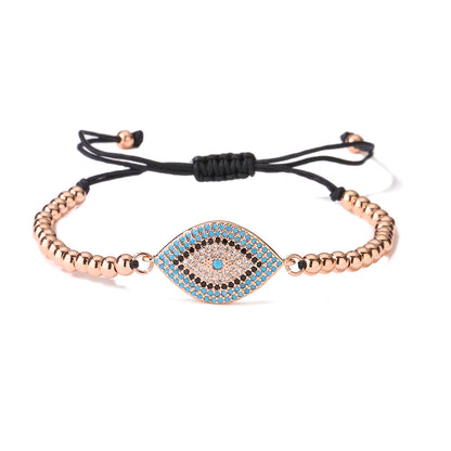 Ins Style Devil's Eye Copper Plating Inlay Zircon 18k Gold Plated Bracelets