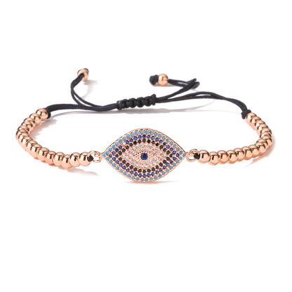 Ins Style Devil's Eye Copper Plating Inlay Zircon 18k Gold Plated Bracelets