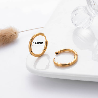 1 Pair Simple Style Solid Color Plating Stainless Steel Titanium Steel Gold Plated Earrings