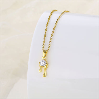 Wholesale Korean Style Christmas Tree Heart Shape Flower Stainless Steel Titanium Steel 18k Gold Plated Gold Plated Zircon Pendant Necklace