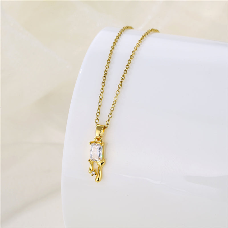 Wholesale Korean Style Christmas Tree Heart Shape Flower Stainless Steel Titanium Steel 18k Gold Plated Gold Plated Zircon Pendant Necklace