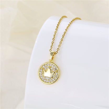 Wholesale Korean Style Christmas Tree Heart Shape Flower Stainless Steel Titanium Steel 18k Gold Plated Gold Plated Zircon Pendant Necklace