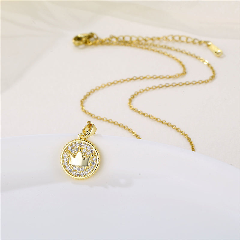 Wholesale Korean Style Christmas Tree Heart Shape Flower Stainless Steel Titanium Steel 18k Gold Plated Gold Plated Zircon Pendant Necklace