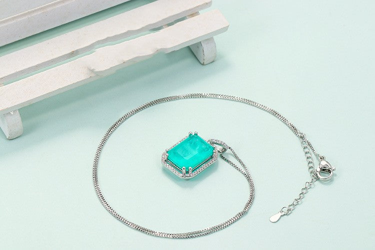 Retro Square Copper Inlay Artificial Gemstones Women's Rings Earrings Necklace