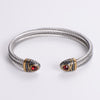 Hip-hop Geometric Stainless Steel Inlay Agate Zircon 18k Gold Plated Bangle