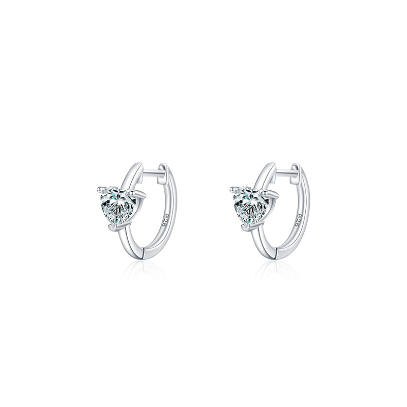 1 Pair Simple Style Heart Shape Sterling Silver Plating Inlay Zircon Rose Gold Plated Rhodium Plated Earrings