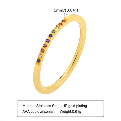 Wholesale Simple Style Circle Stainless Steel 18k Gold Plated Zircon Rings