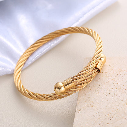 Wholesale Simple Style Geometric Solid Color Stainless Steel Bangle