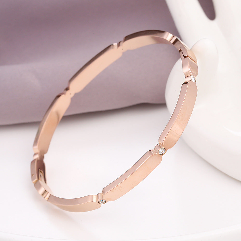 Wholesale Basic Solid Color Stainless Steel 18k Gold Plated Zircon Bangle