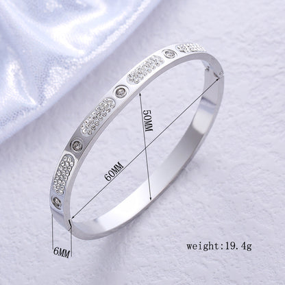 Wholesale Lady Solid Color Stainless Steel 18k Gold Plated Zircon Bangle