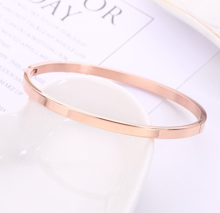 Wholesale Modern Style Solid Color Stainless Steel 18k Gold Plated Bangle