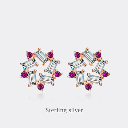 1 Pair Sweet Letter Heart Shape Flower Imitation Pearl Sterling Silver Copper Inlay Zircon Earrings