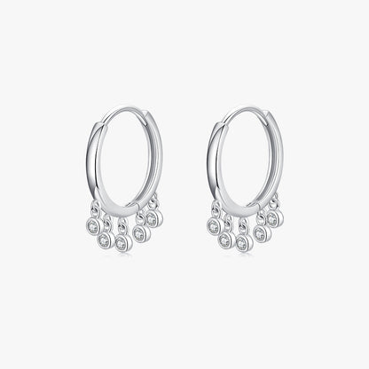 1 Pair Fashion Round Sterling Silver Plating Inlay Zircon Rhodium Plated Hoop Earrings