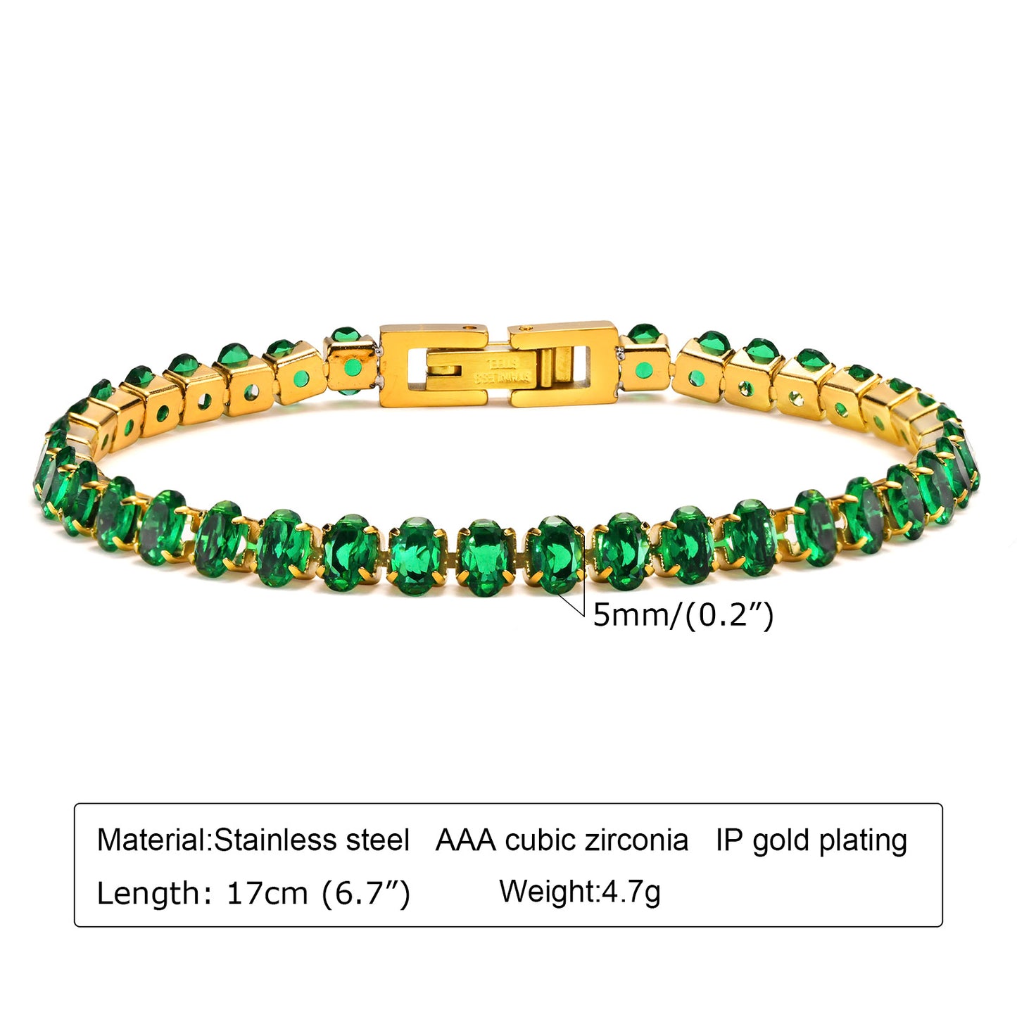 Elegant Geometric Stainless Steel Inlay Zircon 18k Gold Plated Bracelets