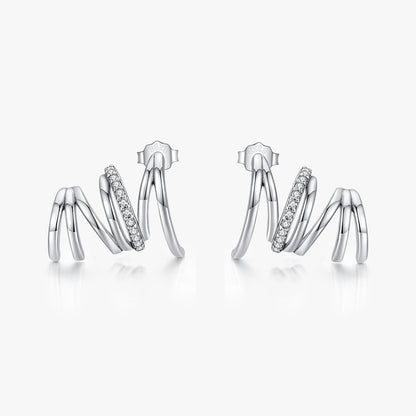 1 Pair Simple Style Lines Sterling Silver Plating Inlay Zircon Silver Plated Ear Studs