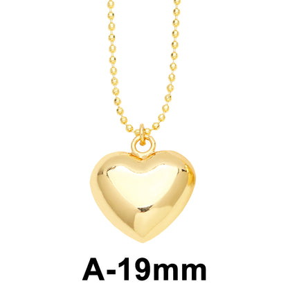 Ins Style Heart Shape Copper 18k Gold Plated Pendant Necklace In Bulk