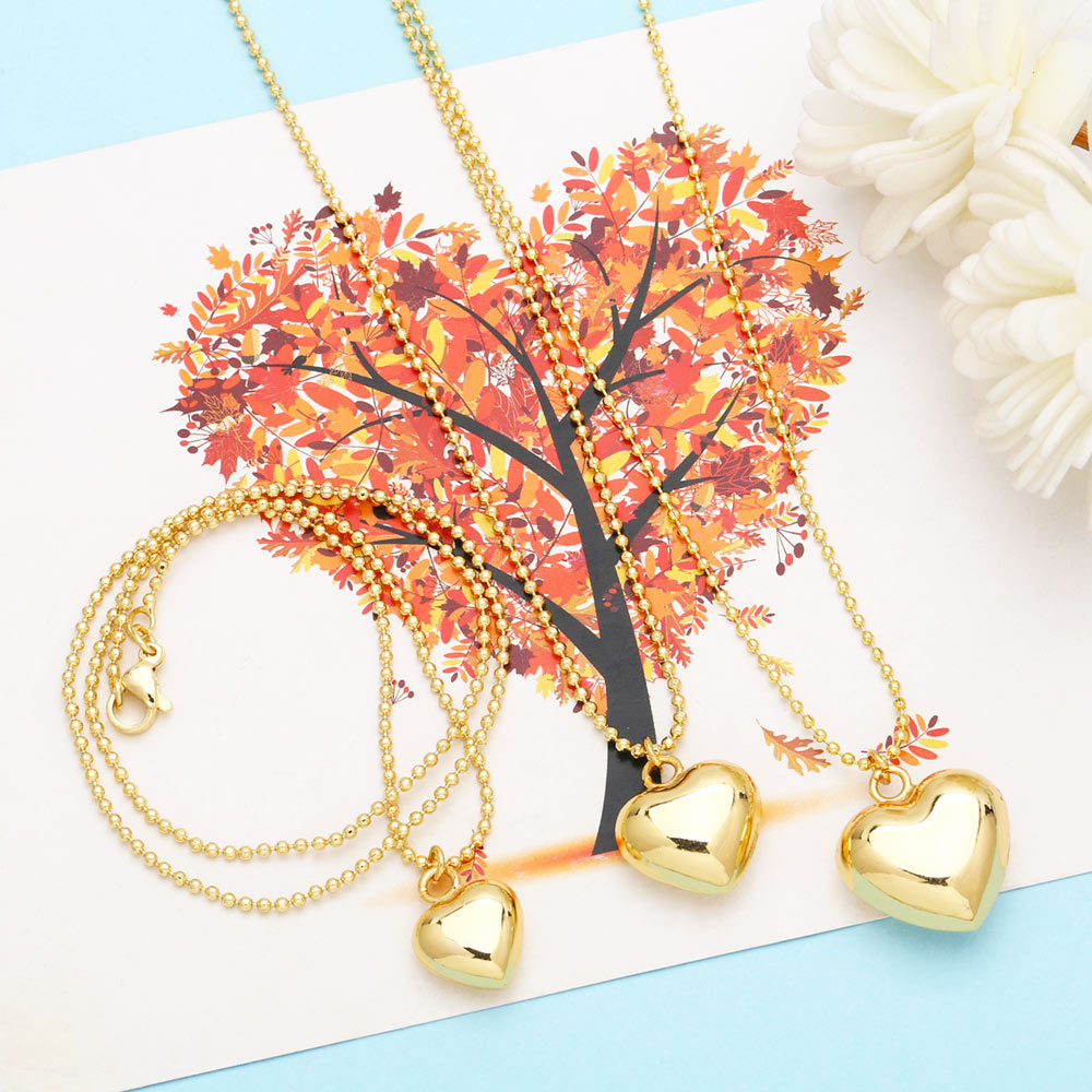 Ins Style Heart Shape Copper 18k Gold Plated Pendant Necklace In Bulk