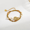 Casual Infinity Heart Shape Elephant Stainless Steel Enamel Plating Inlay Artificial Pearls 18k Gold Plated Bracelets