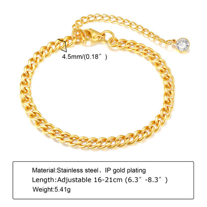 Wholesale Simple Style Geometric Stainless Steel 18k Gold Plated Zircon Bracelets