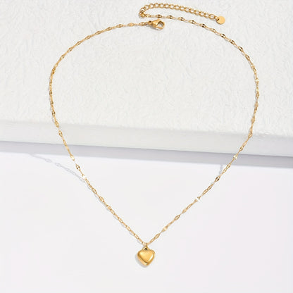 Wholesale Simple Style Heart Shape Stainless Steel 14k Gold Plated Necklace