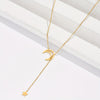 Wholesale Simple Style Star Moon Stainless Steel 14k Gold Plated Necklace