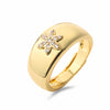 Novelty Star Heart Shape Copper Plating Inlay Zircon Open Ring