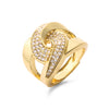 Novelty Star Heart Shape Copper Plating Inlay Zircon Open Ring