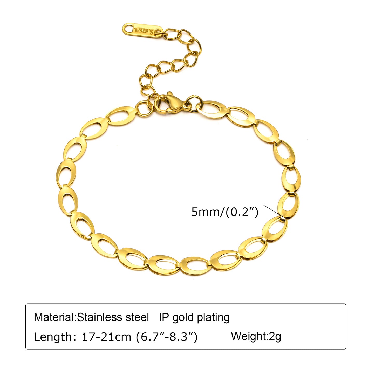 Wholesale Simple Style Geometric Stainless Steel 18k Gold Plated Bracelets