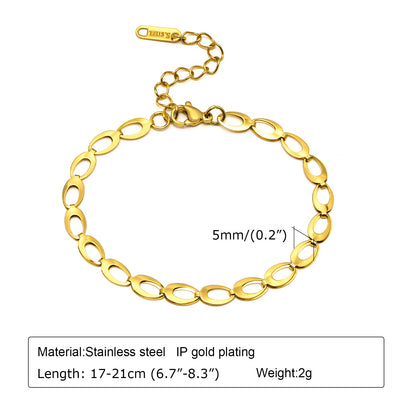 Wholesale Simple Style Geometric Stainless Steel 18k Gold Plated Bracelets